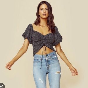 For Love & Lemons Ava ruched glitter top